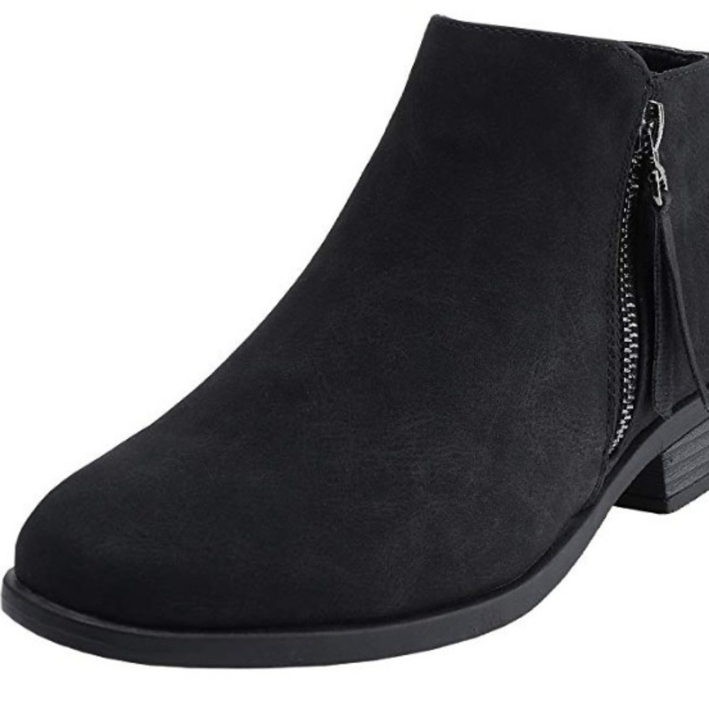 Black suede low heal ankle boots size 7